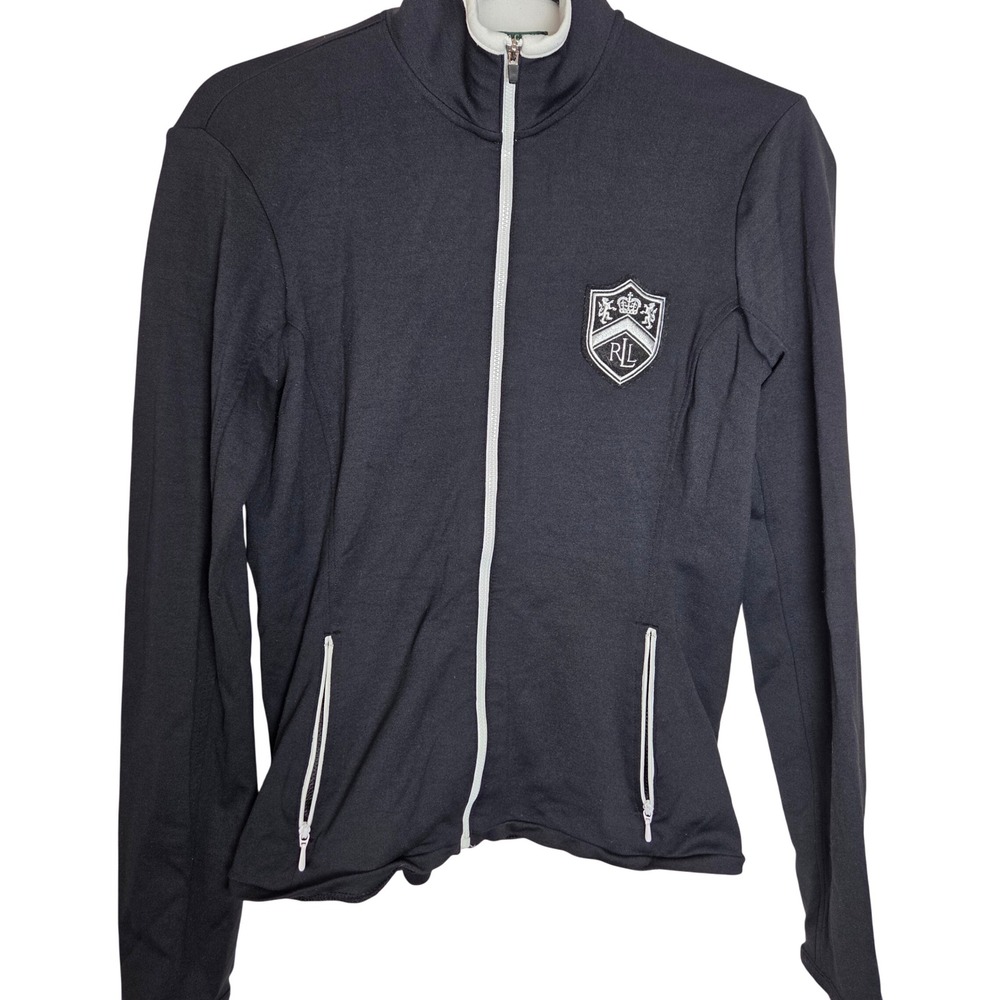 Lauren Ralph Lauren Track Jacket Fitted Athleisure‎ Mock Neck Zip Up Crest
